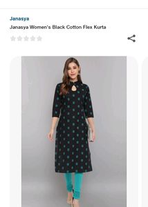 Black And Teal Blue Printed Kurta From Janasya