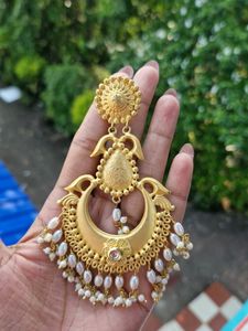 Designer Gold Toned Jhumka Earrings