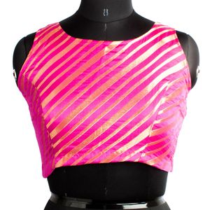 Vibrant Pink & Gold Striped Blouse