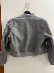 Grey cropped Bomber Jacket
