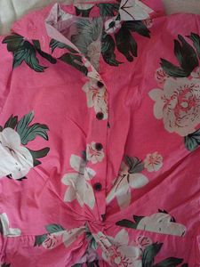 Vibrant Floral Print Twist Front Blouse