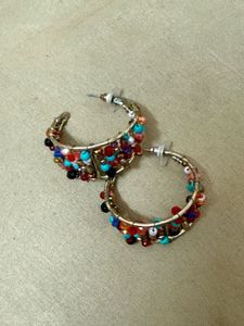 Boho Beaded Hoop Earrings