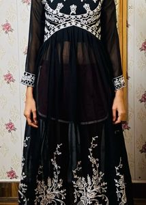 Elegant Black Embroidered Gown