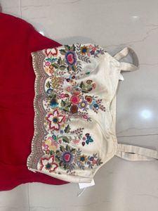 Red Sharara Set with Embroidered Crop Top