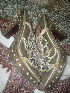 Golden Embellished sandal heels combo