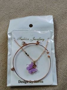 Cute Butterfly Necklace & Bracelet Set