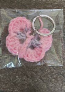 Handmade Pink Crochet butterfly Keychain
