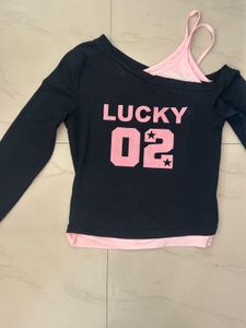 Cute "Lucky" Graphic Top