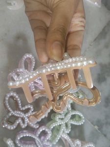 Pearl Bow Hair Claw Clips (Set of 7)