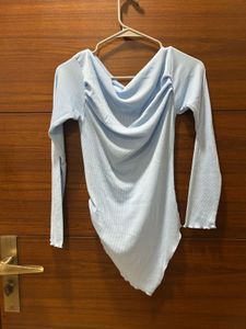 Light Blue Ruched Long Sleeve Top