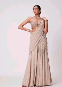 Elegant Sequined Saree with Embellished Blouse