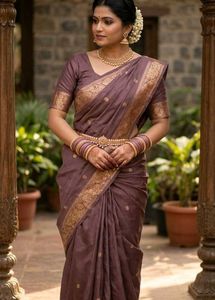 Mauve Banarasi Silk Saree