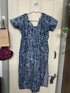 Blue &amp; White Printed Kurta