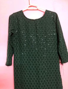 Embellished Green Kurta