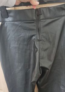 ZARA Black Faux Leather Cut-Out Pants