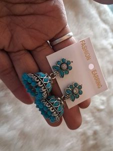 Turquoise Jhumka Earrings