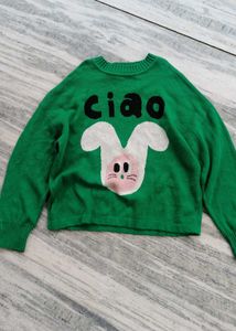 Green Bunny "Ciao" Sweater for boys and girl