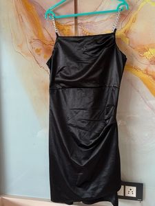 Sleek Black Satin Slip Dress