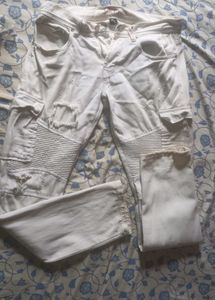 White Distressed Biker Cargo Jeans – PREME