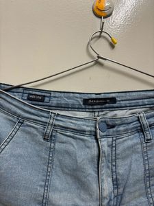 Light Wash Denim Cargo Pants