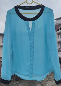 Chic Light Blue & Black Top