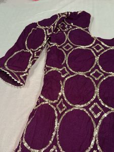 Purple Kurta Set with Sequins