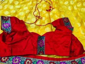 Vibrant Yellow &amp; Red Lehenga Choli Set
