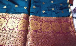 Elegant Teal Blue Silk Saree