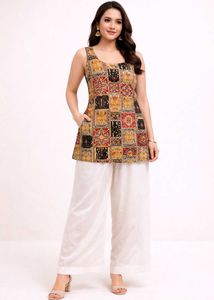 Stylish Printed Sleeveless Kurta
