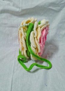 Crochet Rose Bag with White beads