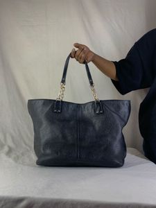 Authentic Tory Burch Black Leather Chain Tote