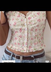 Floral button top