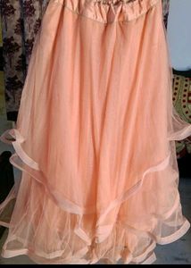Elegant Peach Ethnic crop top and skirt