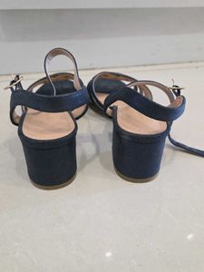 Navy Blue Strappy Block Heels