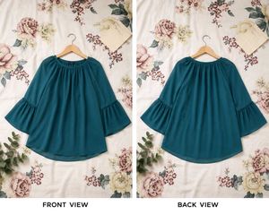 ❗ SALE ❗Elegant Teal Bell Sleeve Top