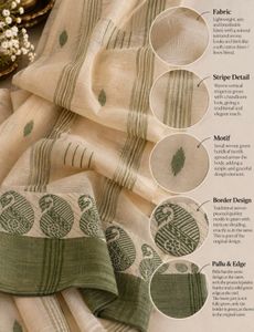 Elegant Cream Saree with Green Border