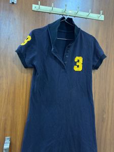 Navy Blue Polo Dress with Yellow Number 3