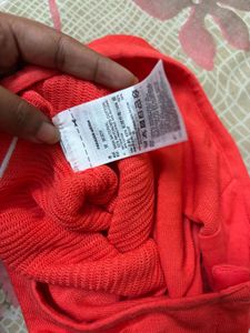 Adidas Red Ribbed Bodysuit