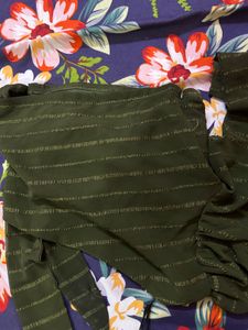Stylish Olive Green Padded One Shoulder Top