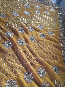 Gold Floral Embroidered Fabric