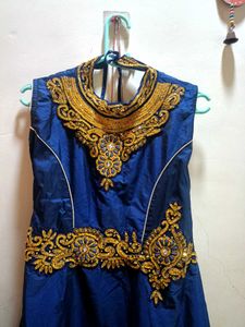 Embroidered Blue Ethnic Gown