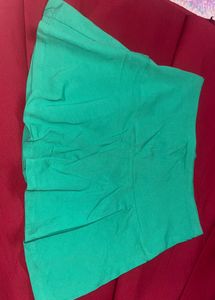 Green Pleated Mini Skirt