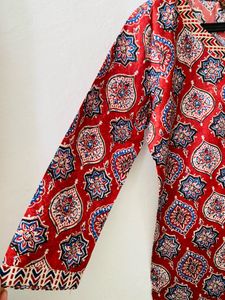 Maroon Geometric Print Kurta with Pants