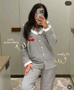 Cute Cherry Gingham Pajama Set