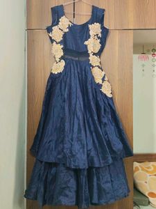 Elegant Navy Blue Embellished Dress