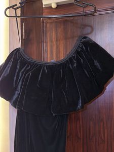 Black Velvet One-Shoulder Dress