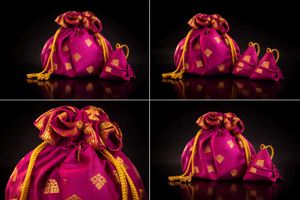 Beautiful Pink & Gold Potli Bags Set