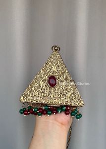 Exquisite Geometric Clutch with Gemstone