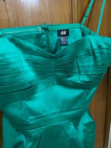 H&amp;M Emerald Green Satin Strappy Top