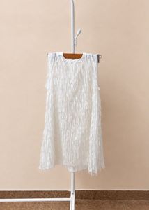 White Fringe Detail Sleeveless Top